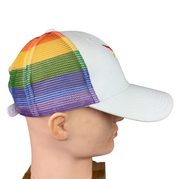 Melonwear Rainbow Mesh Trucker Hat LGBTQIA Pride Embroidered Star Snapback - Picture 4 of 14